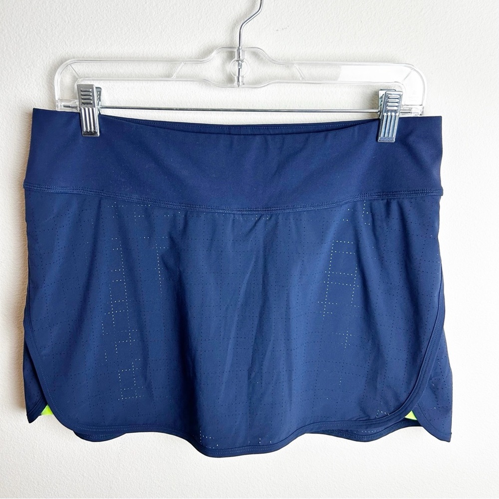 POLO Ralph Lauren Navy perforated golf skort neon green polo logo size: M